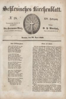 Schlesisches Kirchenblatt. Jg.14, № 18 (29 April 1848) + dod.