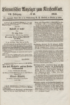 Literarischer Anzeiger zum Kirchenblatt. Jg.7, № 17 ([13 November] 1841)