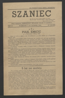 Szaniec : dwutygodnik poświęcony sprawom Polski w niewoli. R.6, nr 52 (1-15 listopada 1944) = nr 158