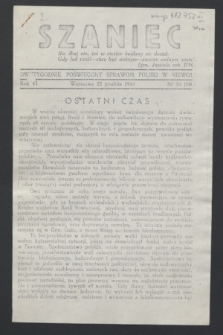 Szaniec : dwutygodnik poświęcony sprawom Polski w niewoli. R.6, nr 54 (25 grudnia 1944) = nr 160