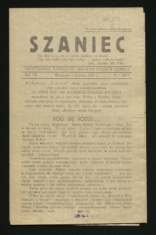 Szaniec : dwutygodnik poświęcony sprawom Polski w niewoli. R.7, nr 1 (1 stycznia 1945) = nr 161