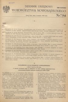 Dziennik Urzędowy Województwa Nowosądeckiego. 1984, nr 7 (3 sierpnia)