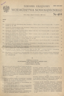 Dziennik Urzędowy Województwa Nowosądeckiego. 1985, nr 4 (30 kwietnia)