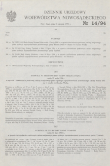 Dziennik Urzędowy Województwa Nowosądeckiego. 1994, nr 14 (18 sierpnia)