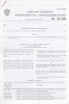 Dziennik Urzędowy Województwa Nowosądeckiego. 1996, nr 31 (18 lipca)