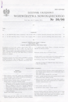 Dziennik Urzędowy Województwa Nowosądeckiego. 1996, nr 39 (27 sierpnia)