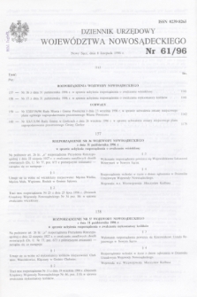 Dziennik Urzędowy Województwa Nowosądeckiego. 1996, nr 61 (8 listopada)