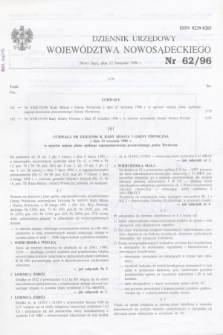 Dziennik Urzędowy Województwa Nowosądeckiego. 1996, nr 62 (12 listopada)