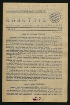 Robotnik : tygodnik polityczny Polskich Socjalistów. 1943, № 105 (1 marzec)
