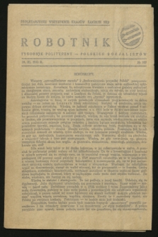 Robotnik : tygodnik polityczny Polskich Socjalistów. 1943, № 109 (29 marca)