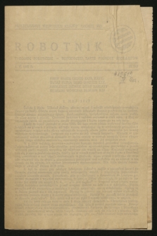 Robotnik : tygodnik polityczny Robotniczej Partii Polskich Socjalistów. 1943, № 113 (1 maja)