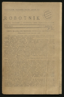 Robotnik : tygodnik polityczny Robotniczej Partii Polskich Socjalistów. 1943, [№ 115] (20 czerwca)