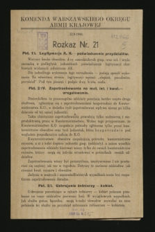 Rozkaz nr 21 (22 sierpnia 1944)