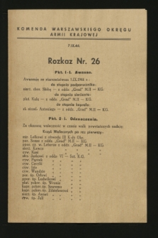 Rozkaz nr 26 (7 września 1944)