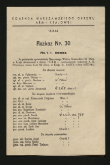 Rozkaz nr 30 (18 września 1944)