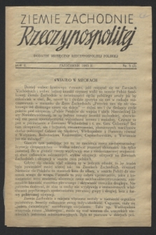 Ziemie Zachodnie Rzeczypospolitej : dodatek miesięczny Rzeczypospolitej Polskiej. R.2, nr 5 (październik 1943) = nr 7