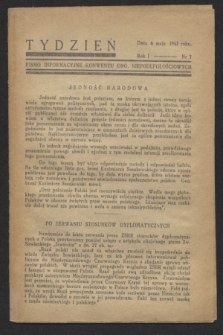 Tydzień : pismo informacyjne Konwentu Org. Niepodległościowych. R.1, nr 7 (6 maja 1943)