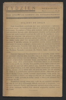 Tydzień : pismo informacyjne Konwentu Org. Niepodległościowych. R.1, nr 27 (29 września 1943)