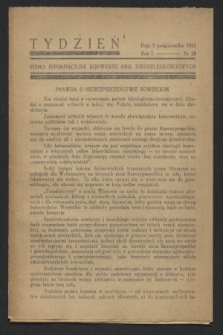 Tydzień : pismo informacyjne Konwentu Org. Niepodległościowych. R.1, nr 28 (7 października 1943)