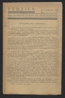 Tydzień : pismo informacyjne Konwentu Org. Niepodległościowych. R.1, nr 29 (14 października 1943)