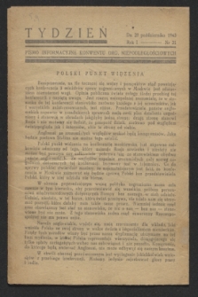 Tydzień : pismo informacyjne Konwentu Org. Niepodległościowych. R.1, nr 31 (27 października 1943)