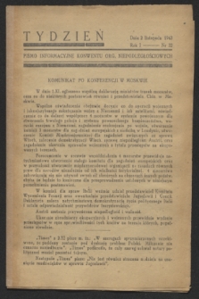Tydzień : pismo informacyjne Konwentu Org. Niepodległościowych. R.1, nr 32 (2 listopada 1943)
