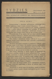 Tydzień : pismo informacyjne Konwentu Org. Niepodległościowych. R.1, nr 34 (19 listopada 1943)