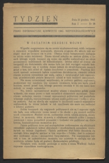 Tydzień : pismo informacyjne Konwentu Org. Niepodległościowych. R.1, nr 38 (15 grudnia 1943)