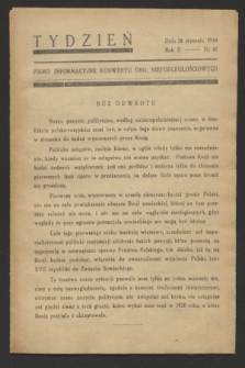 Tydzień : pismo informacyjne Konwentu Org. Niepodległościowych. R.2, nr 45 (26 stycznia 1944)