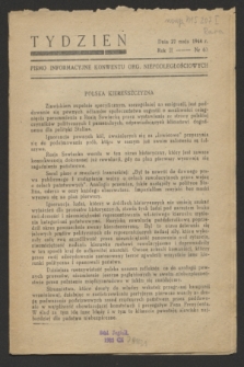 Tydzień : pismo informacyjne Konwentu Org. Niepodległościowych. R.2, nr 60 (27 maja 1944)