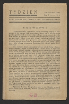 Tydzień : pismo informacyjne Konwentu Org. Niepodległościowych. R.2, nr 65 (28 czerwca 1944)
