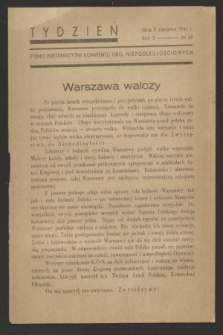Tydzień : pismo informacyjne Konwentu Org. Niepodległościowych. R.2, nr 69 (9 sierpnia 1944)