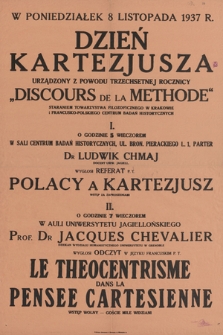 Dzień Kartezjusza urządzony z powodu trzechsetnej rocznicy „Discours de la Methode”