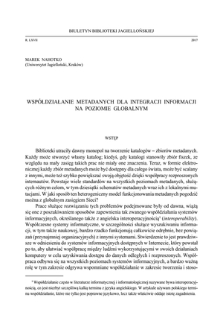 Współdziałanie metadanych dla integracji informacji na poziomie globalnym