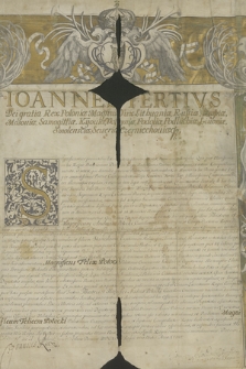 Dokument króla Jana III Sobieskiego zawierający nominację Feliksa Kazimierza Potockiego na stanowisko hetmana polnego koronnego
