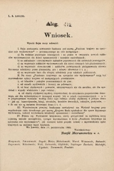 [Kadencja VIII, sesja II, al. 412] Alegata do Sprawozdań Stenograficznych z Drugiej Sesyi Ósmego Peryodu Sejmu Krajowego Królestwa Galicyi i Lodomeryi z Wielkiem Księstwem Krakowskiem z roku 1905. Alegat 412