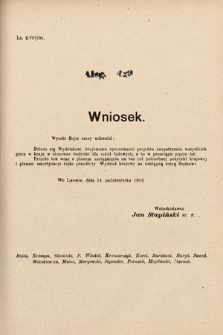 [Kadencja VIII, sesja II, al. 429] Alegata do Sprawozdań Stenograficznych z Drugiej Sesyi Ósmego Peryodu Sejmu Krajowego Królestwa Galicyi i Lodomeryi z Wielkiem Księstwem Krakowskiem z roku 1905. Alegat 429