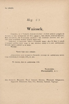 [Kadencja VIII, sesja II, al. 450] Alegata do Sprawozdań Stenograficznych z Drugiej Sesyi Ósmego Peryodu Sejmu Krajowego Królestwa Galicyi i Lodomeryi z Wielkiem Księstwem Krakowskiem z roku 1905. Alegat 450