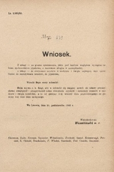 [Kadencja VIII, sesja II, al. 452] Alegata do Sprawozdań Stenograficznych z Drugiej Sesyi Ósmego Peryodu Sejmu Krajowego Królestwa Galicyi i Lodomeryi z Wielkiem Księstwem Krakowskiem z roku 1905. Alegat 452