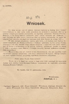 [Kadencja VIII, sesja II, al. 464] Alegata do Sprawozdań Stenograficznych z Drugiej Sesyi Ósmego Peryodu Sejmu Krajowego Królestwa Galicyi i Lodomeryi z Wielkiem Księstwem Krakowskiem z roku 1905. Alegat 464