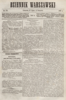 Dziennik Warszawski. R.4, nr 173 (8 sierpnia 1867) + dod.