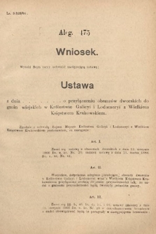 [Kadencja VIII, sesja II, al. 475] Alegata do Sprawozdań Stenograficznych z Drugiej Sesyi Ósmego Peryodu Sejmu Krajowego Królestwa Galicyi i Lodomeryi z Wielkiem Księstwem Krakowskiem z roku 1905. Alegat 475