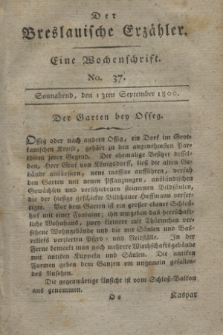 Der Breslauische Erzähler : eine Wochenschrift. [Jg.1], No. 37 (13 September 1800) + wkładka