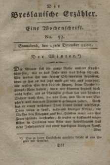 Der Breslauische Erzähler : eine Wochenschrift. [Jg.1], No. 52 (27 December 1800) + wkładka