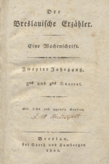 Der Breslauische Erzähler : eine Wochenschrift. Register über den zweyten Jahrgang (1801)