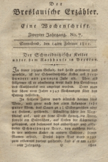 Der Breslauische Erzähler : eine Wochenschrift. Jg.2, No. 7 (14 Februar 1801) + wkładka