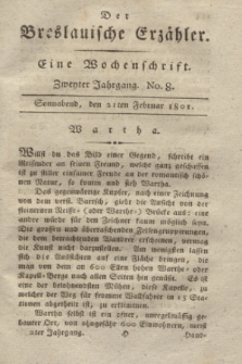 Der Breslauische Erzähler : eine Wochenschrift. Jg.2, No. 8 (21 Februar 1801) + dod. + wkładka