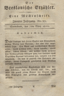 Der Breslauische Erzähler : eine Wochenschrift. Jg.2, No. 10 (7 März 1801) + wkładka
