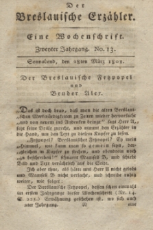 Der Breslauische Erzähler : eine Wochenschrift. Jg.2, No. 13 (28 März 1801) + wkładka
