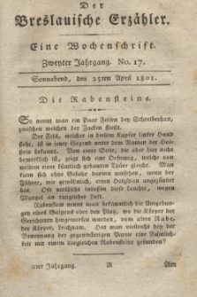 Der Breslauische Erzähler : eine Wochenschrift. Jg.2, No. 17 (25 April 1801) + wkładka